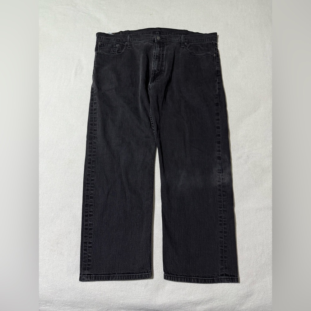 Levis 569‎ Mens 42x27 Loose Fit Straight Leg Black Dark Wash Denim Jeans